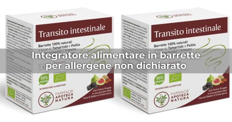 Ministero della Salute richiama integratori alimentari in barrette per allergene non dichiarato