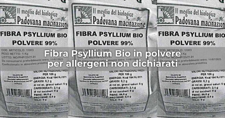 Richiamo di fibra di psyllium Bio in polvere: attenzione agli allergeni non dichiarati