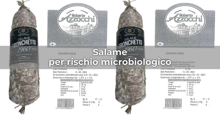 Richiamo di salame per rischio microbiologico: in un caso specificata la Salmonella