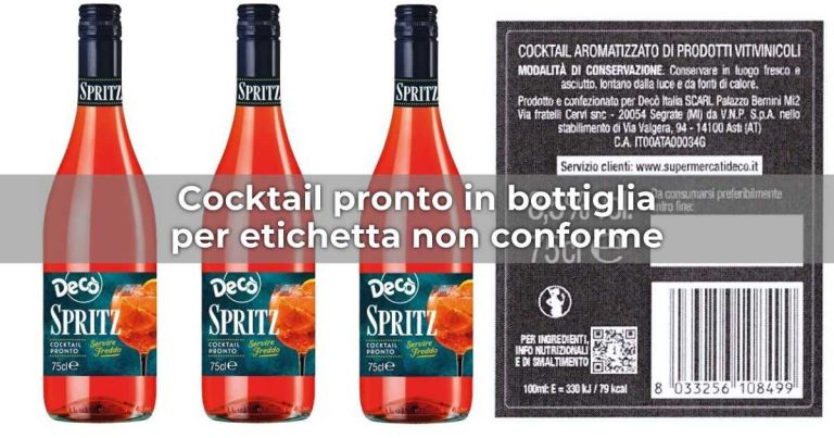 Spritz Decò richiamato per etichetta non conforme: solfiti non indicati