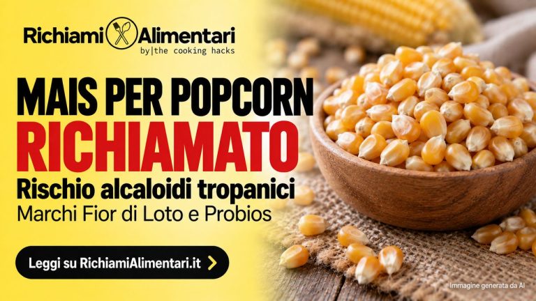 Mais per popcorn Fior di Loto e Probios richiamato per alcaloidi tropanici: lotto e scadenza