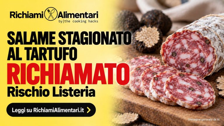 Salame stagionato al tartufo richiamato per Listeria: lotto e scadenza