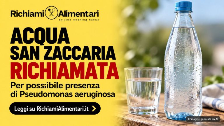 Acqua San Zaccaria richiamata per possibile presenza di Pseudomonas aeruginosa