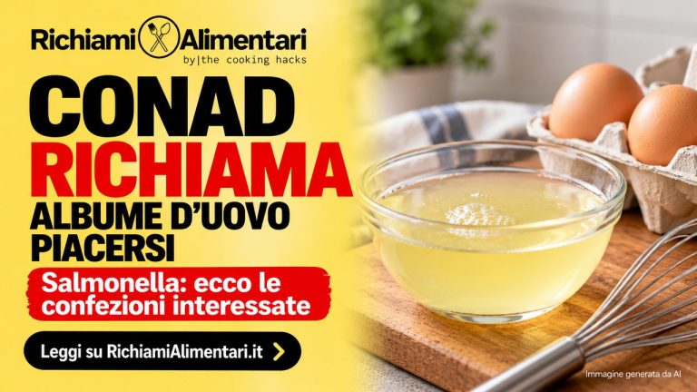 Conad richiama l'albume d'uovo Piacersi per Salmonella, il lotto da controllare