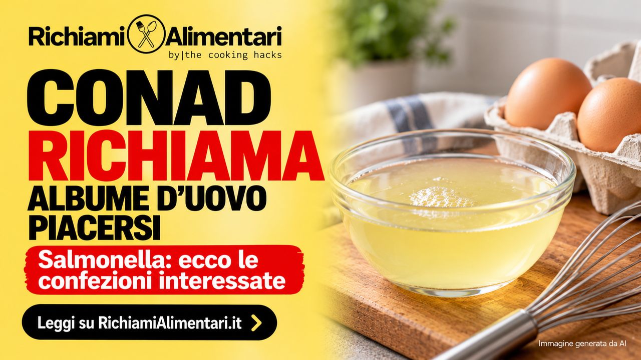 Conad richiama l'albume d'uovo Piacersi per Salmonella, il lotto da controllare