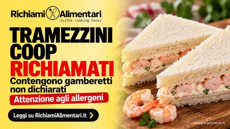 Coop richiama tramezzini al prosciutto cotto, in realtà contengono gamberetti: attenzione agli allergeni