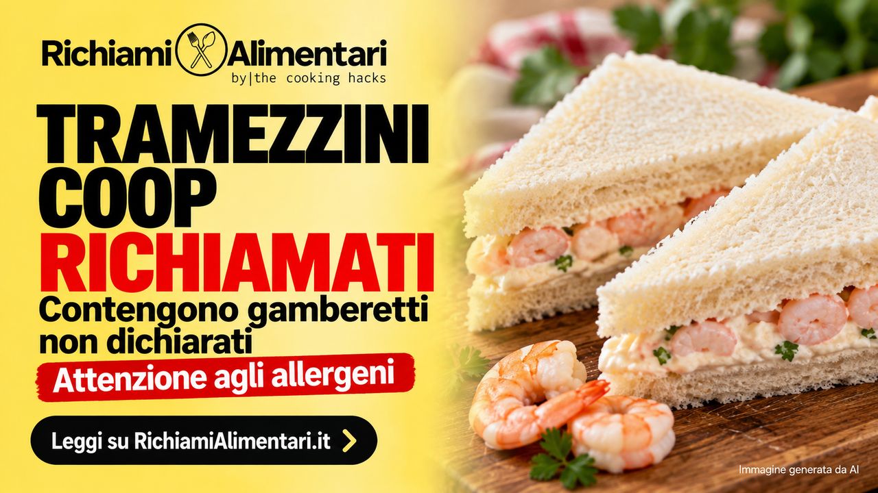 Coop richiama tramezzini al prosciutto cotto, in realtà contengono gamberetti: attenzione agli allergeni