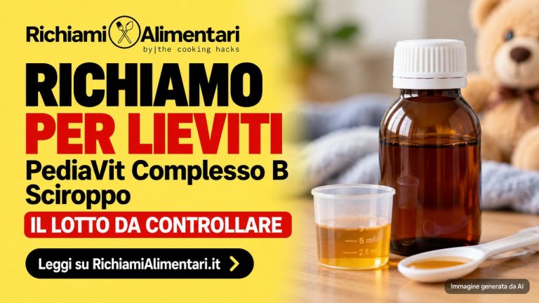 PediaVit Complesso B Sciroppo richiamato per possibile contaminazione da lieviti: il lotto da controllare