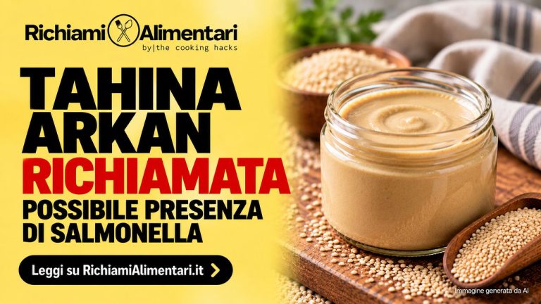 Richiamo della tahina Arkan per possibile presenza di Salmonella, le confezioni interessate