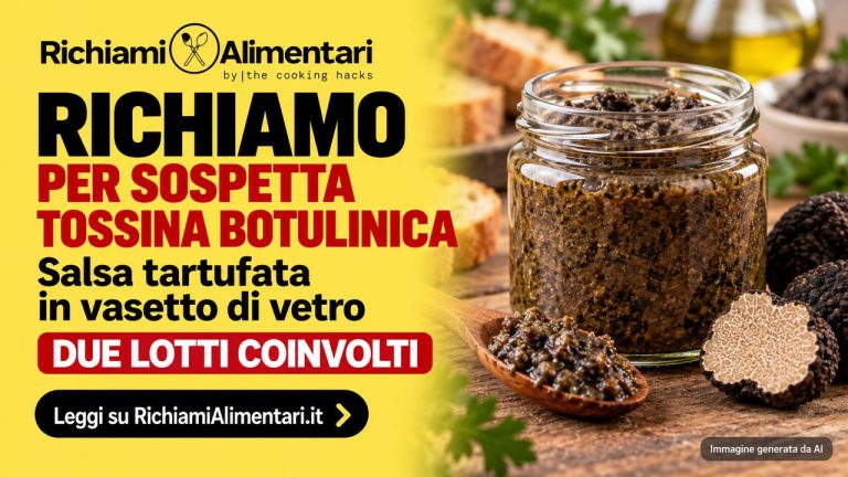 Salsa tartufata richiamata per sospetta tossina botulinica: due lotti coinvolti