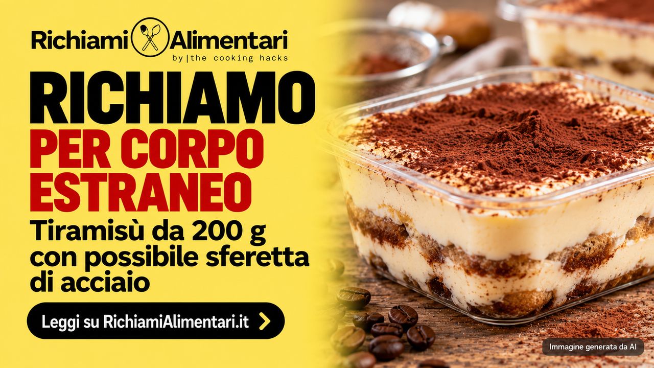 Tiramisù richiamato per possibile presenza di una sferetta di acciaio: due lotti coinvolti